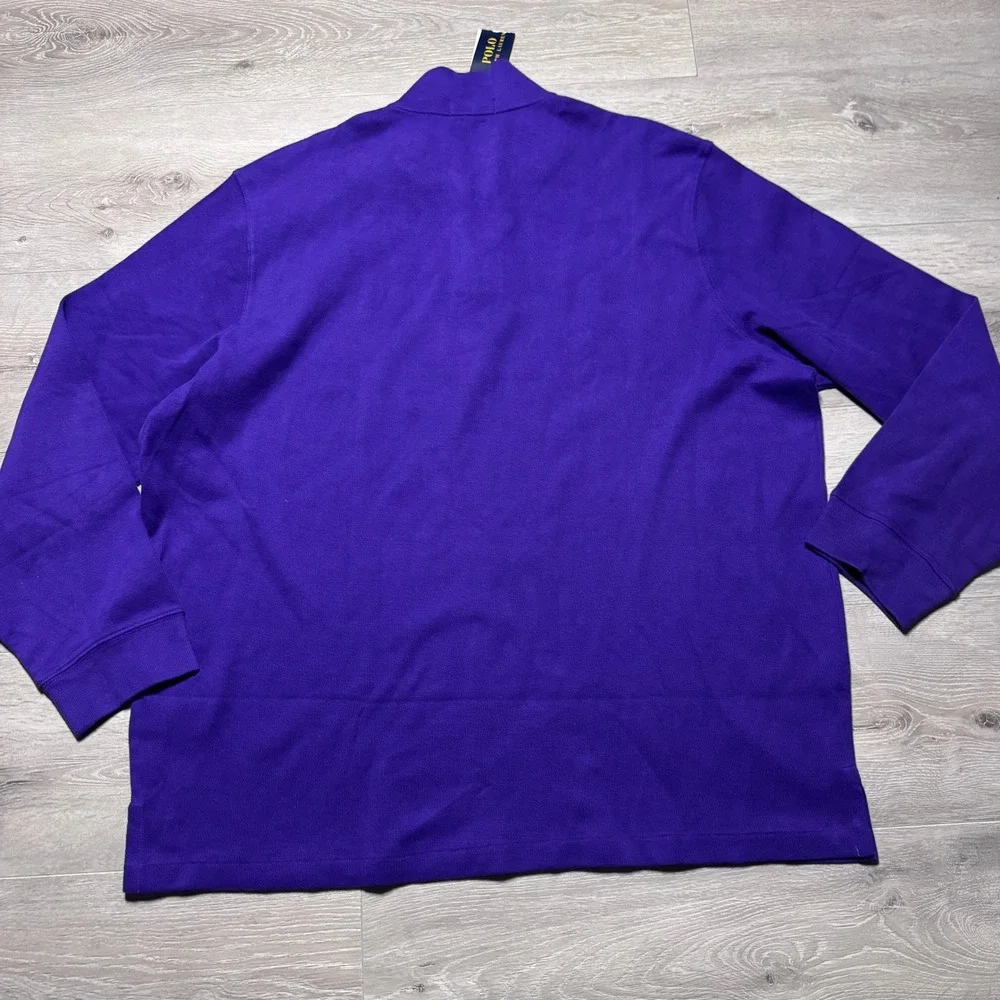 Polo Ralph Lauren Estate Rib Mens XXL Purple Quarter Zip Pullover XXlarge NWT